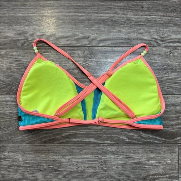 La Vie En Rose Aqua Women's Blue Pink Padded Bikini TOP ONLY Size XL - Picture 4 of 10